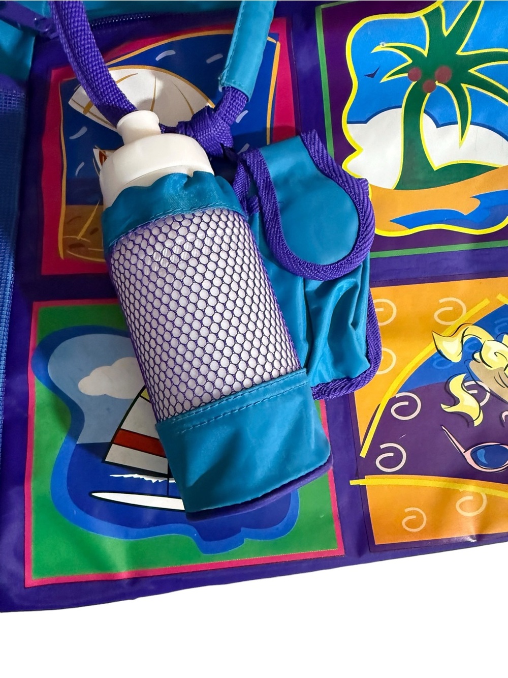 Vintage Totes Beach Bag, Turquoise and Royal Blue - Picture 8 of 13